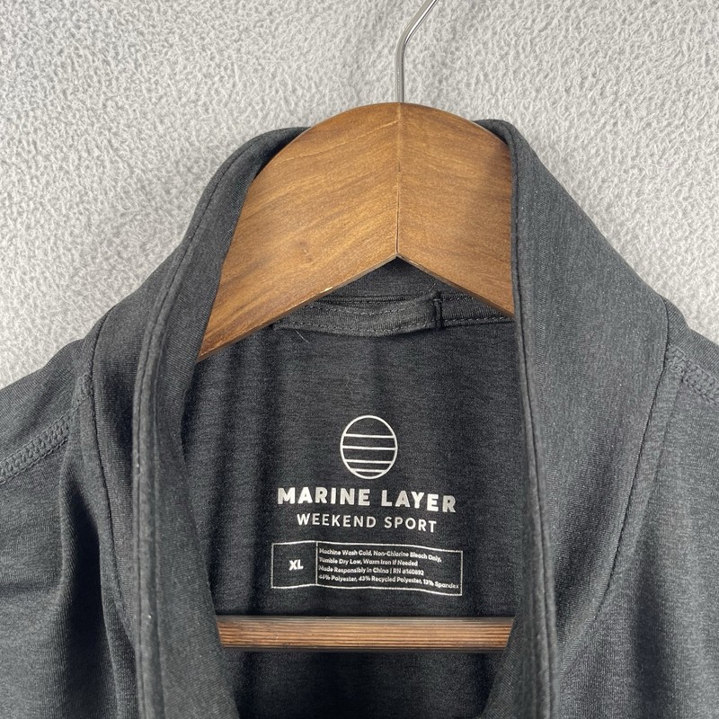 Marine Layer Sweater Shirt Mens XL Black Weekend Sport 1/4 Zip Pullover Stretch gallery
