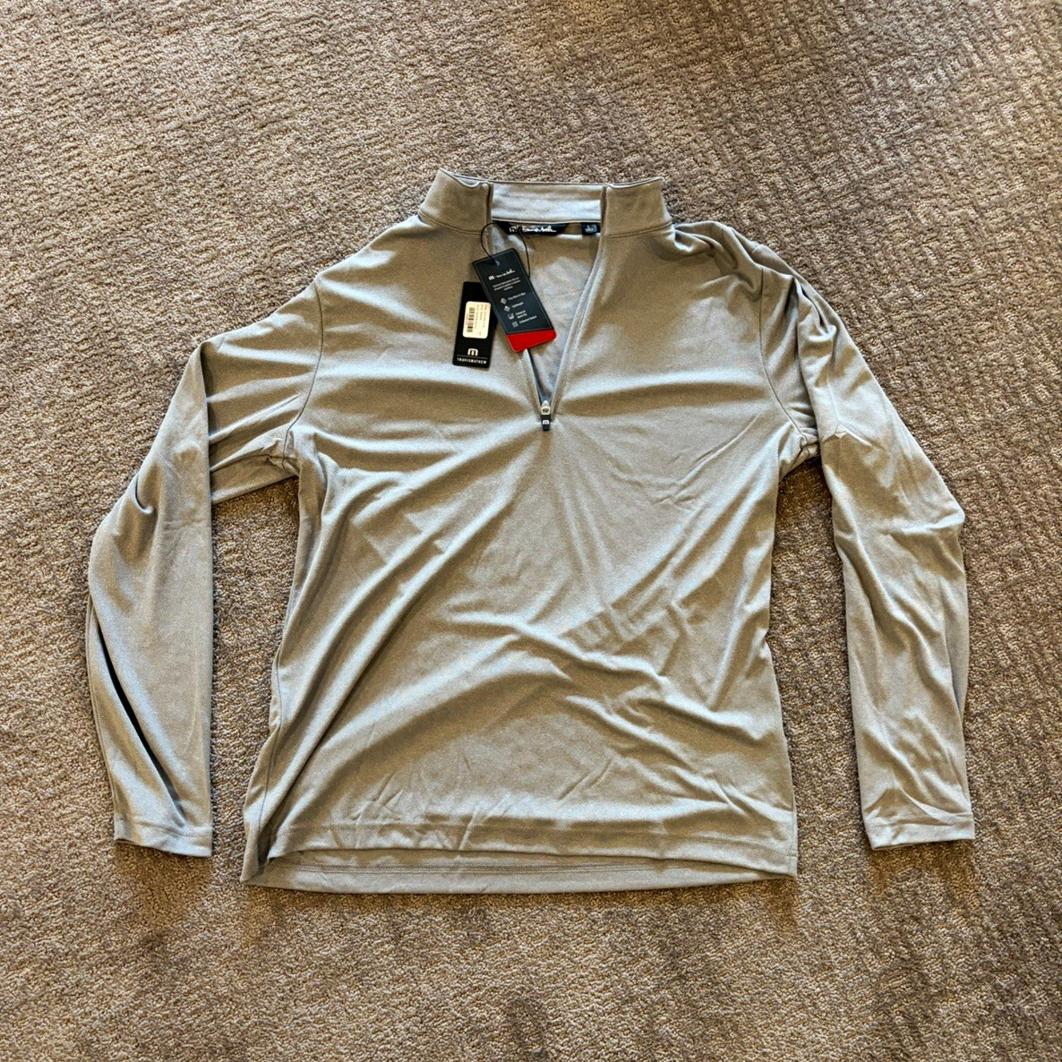 TravisMathew 1/4 Zip Pullover Lightweight Stretch Gray L Golf gallery
