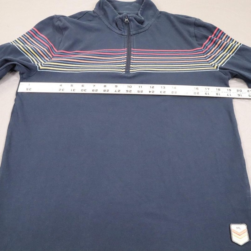 Marine Layer 1/4 Zip Pullover Mens Small Blue Stripe Stretch Long Sleeve Archive gallery