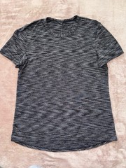Lululemon Pulse Slub SS Tee Heathered Black Grey Rulu Size Medium