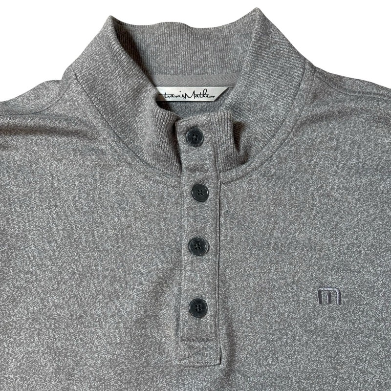 Travis Mathew All Day Cruise Quarter Zip Fleece Pullover XXL Button Neck Gray gallery
