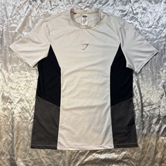 Gymshark T-Shirt Men’s Medium Short Sleeve Athletic Tee White, Black, and Grey.