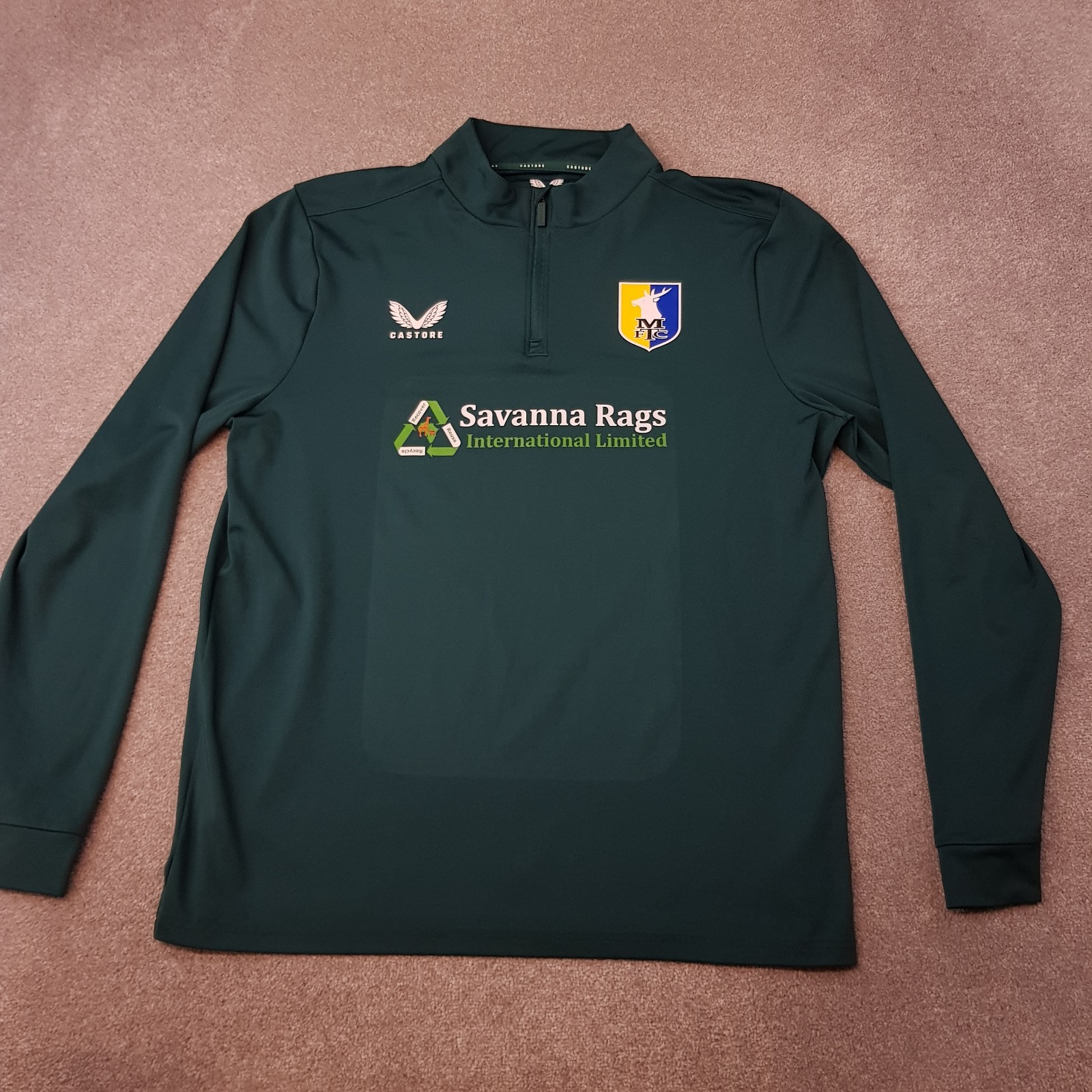 Mansfield Town Mens 1/4 Zip Top XL Green Castore Football Training Drill MTFC gallery