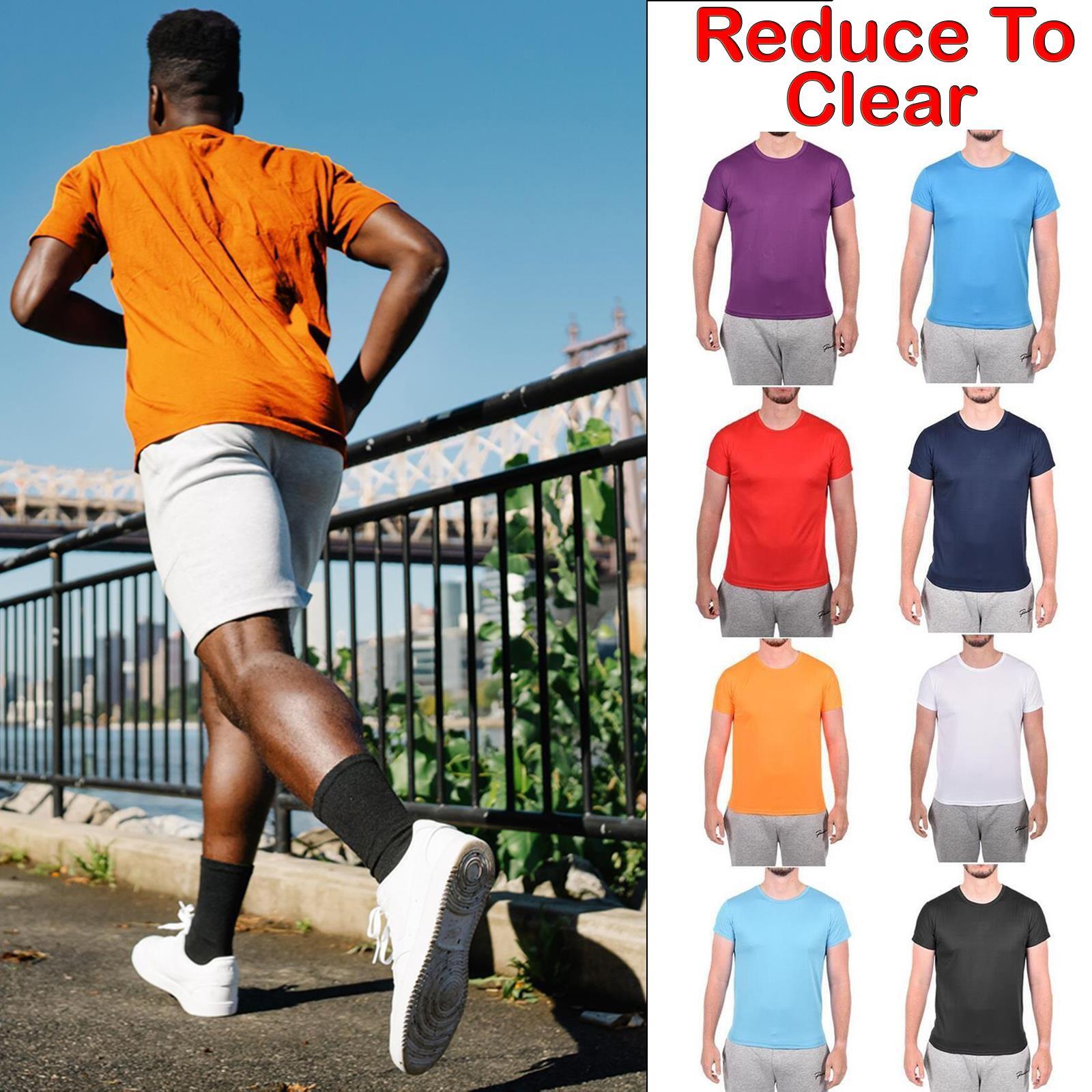 Mens Breathable T Shirts Cool Dry Running Gym Top Sports Performance Wicking Lot gallery