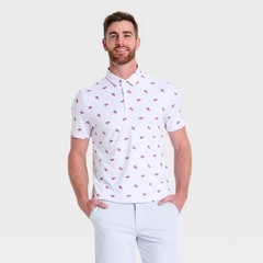 Men Flag Print USA Golf Polo Shirt – All In Motion White