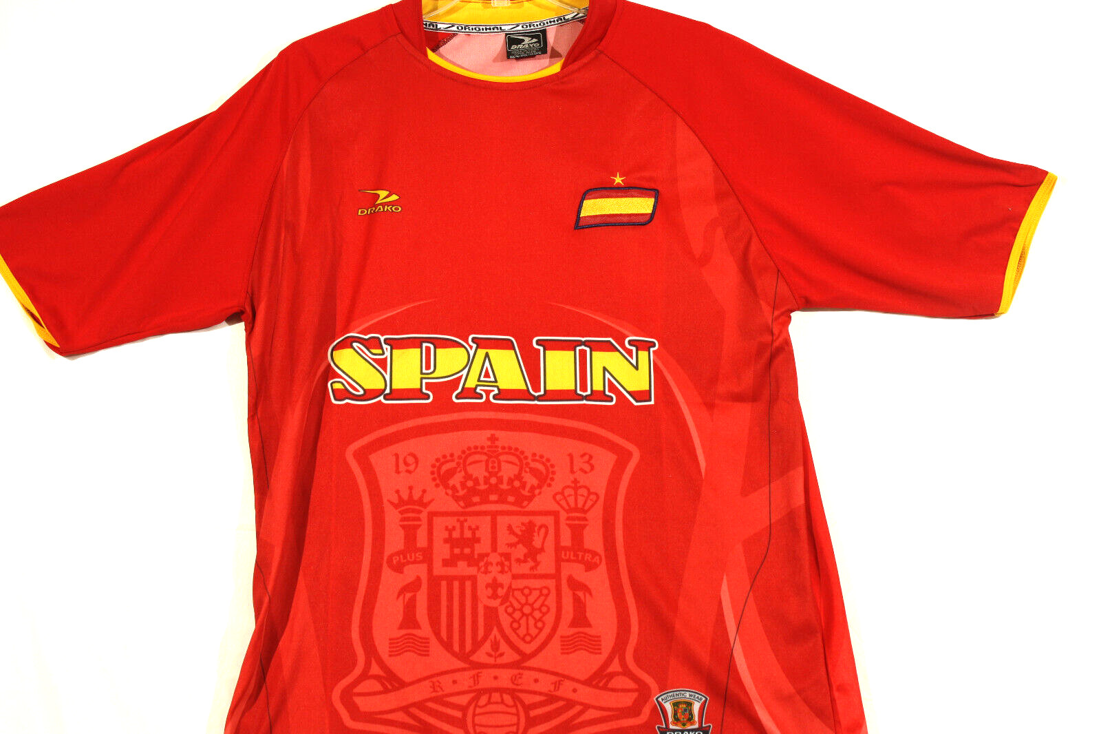 Spain Soccer Jersey Mens Red Yellow Drako Original Short Sleeve Futbol Shirt gallery