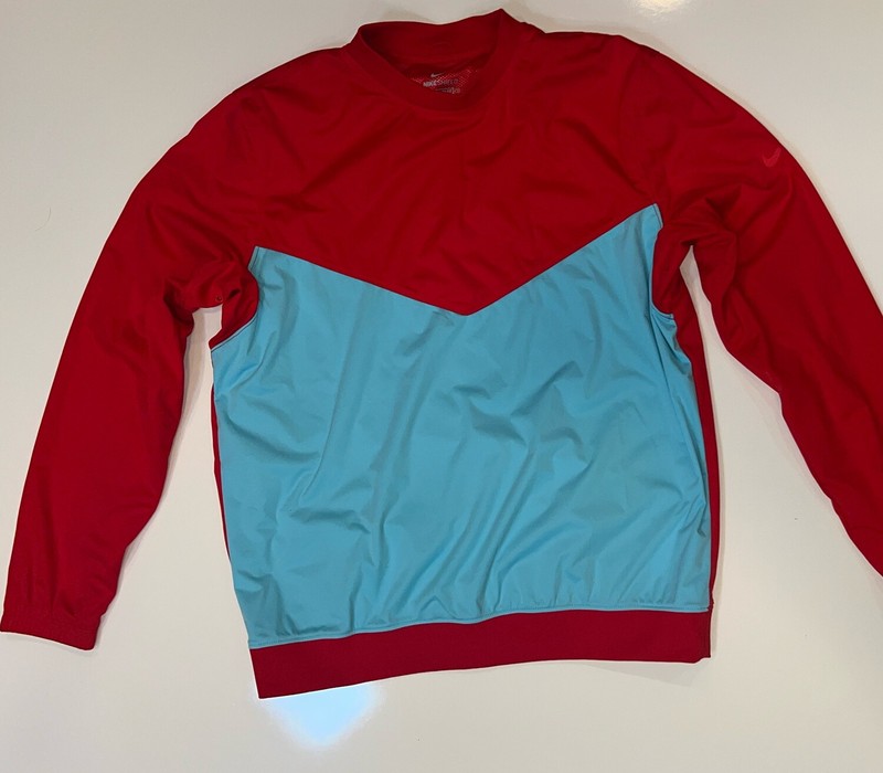 NIKE Men's SHIELD Water Repel Victory L/S Golf Top NWT Red / Aqua SIZE: MEDIUM gallery