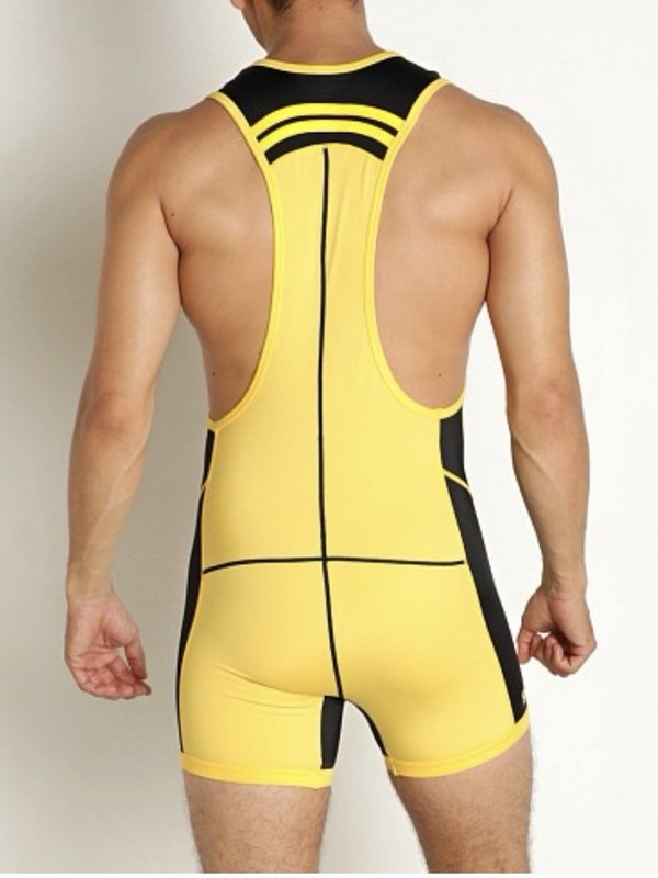 Nasty Pig (L) Induction Singlet Electric Yellow/Black Gay Men Fireman Large gallery