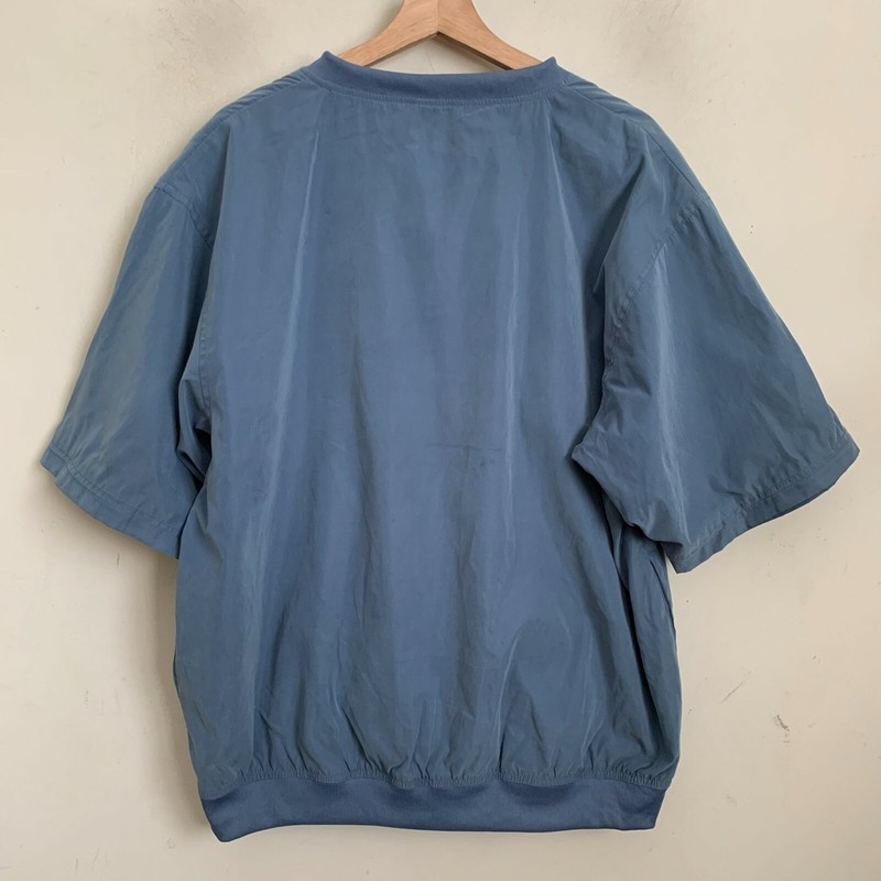 Weatherproof Golf Wind Shirt Blue Pullover V-Neck Short Sleeve Pocket Lined Sz L gallery