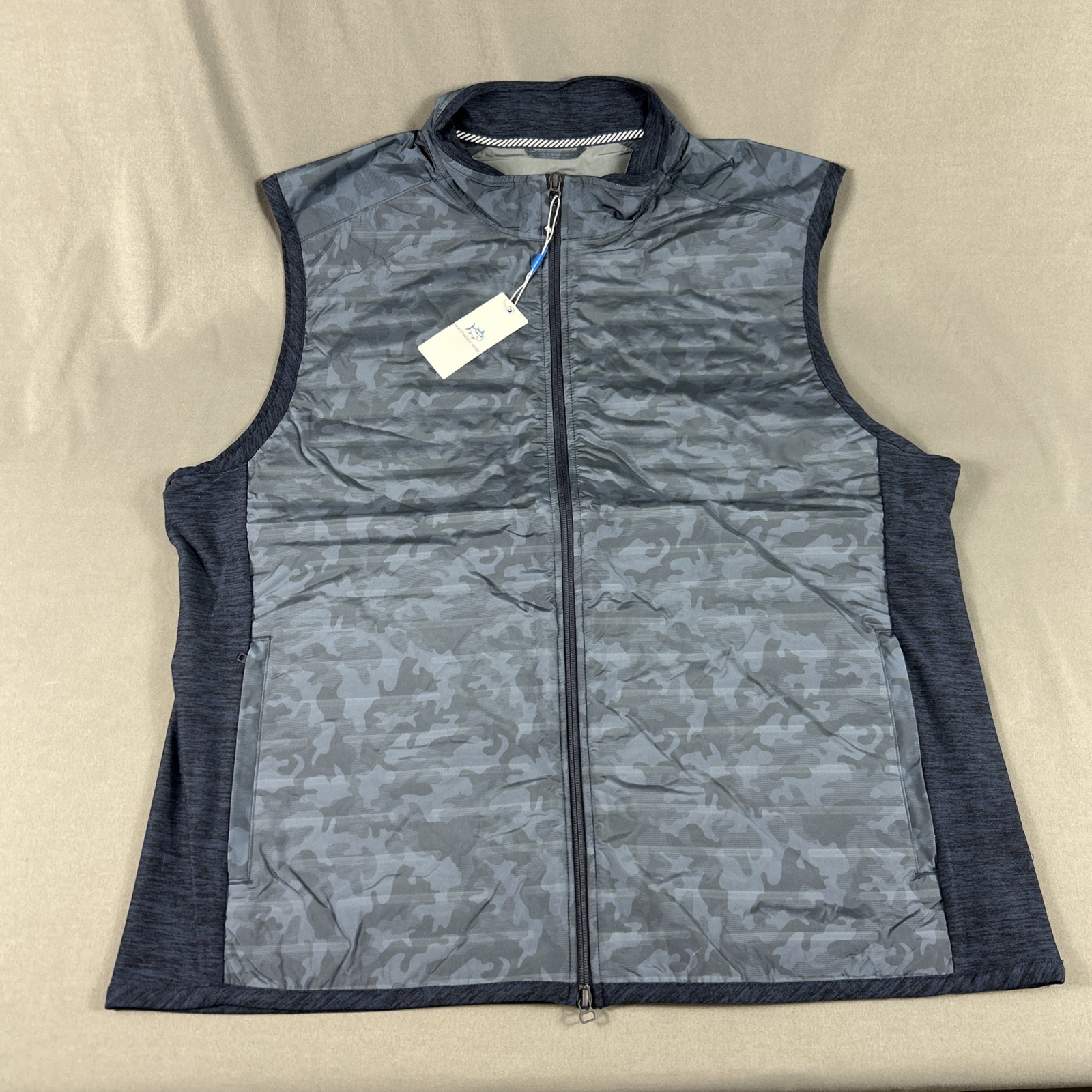 Southern Tide Golf Vest Abercorn Camo Print XXL Navy Blue Polyester MSRP $138 gallery