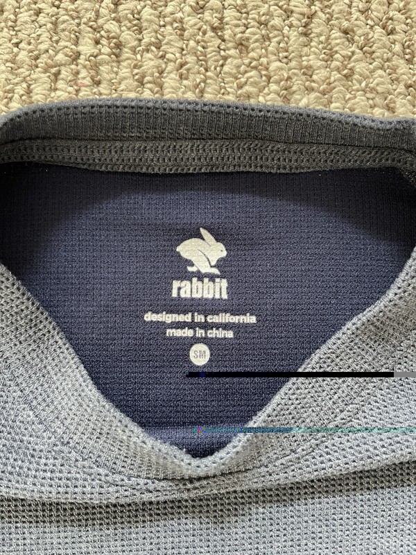 Rabbit Running EZ Pullover Crewneck Men’s S Lightweight Logo Gray Waffle Thermal gallery