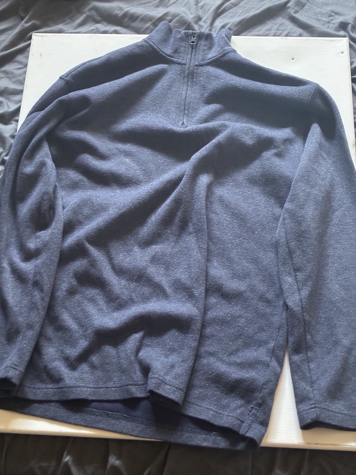 George Men's Blue 1/4 Zip Mock Neck Pullover Shirt M Long Sleeve Solid gallery