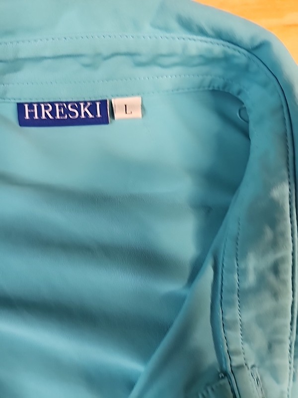 Hreski Aqua Blue Golf Polo Shirt Mens Large Lightweight Polyester Blend gallery
