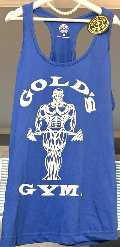 Vintage Gold’s Gym DOUBLE EXTRA LARGE 2XL BLACK & WHITE Muscle Tank Top NEW TAGS gallery