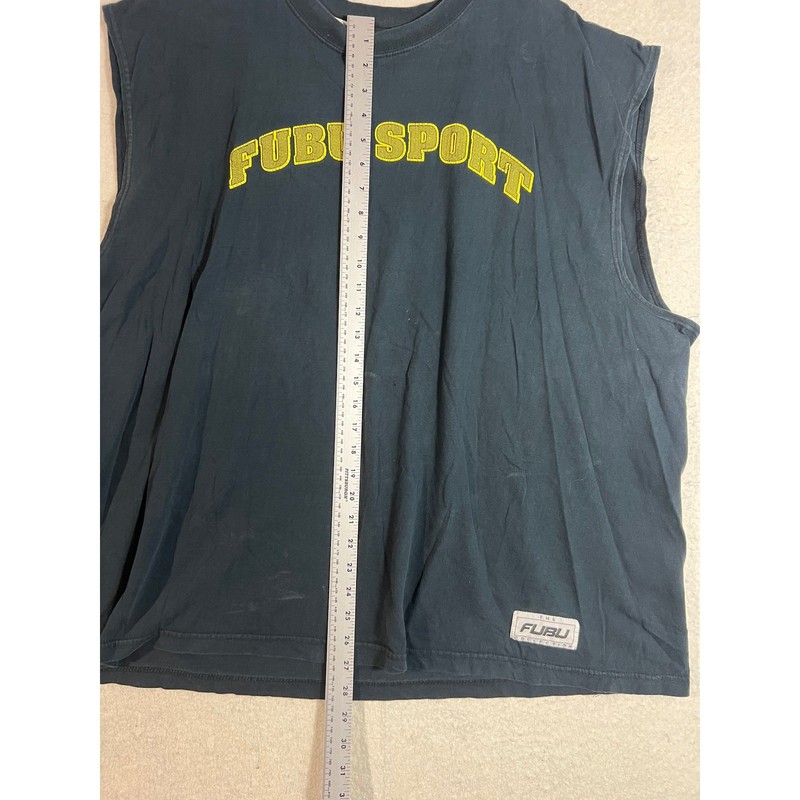 FUBU SPORT Sleeveless T Shirt Mens XXL Black Yellow Logo Gym Athletic gallery