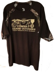 USMC Combat Marine Outdoors Adventures From the Heart SS Shirt w/Realtree Camo L