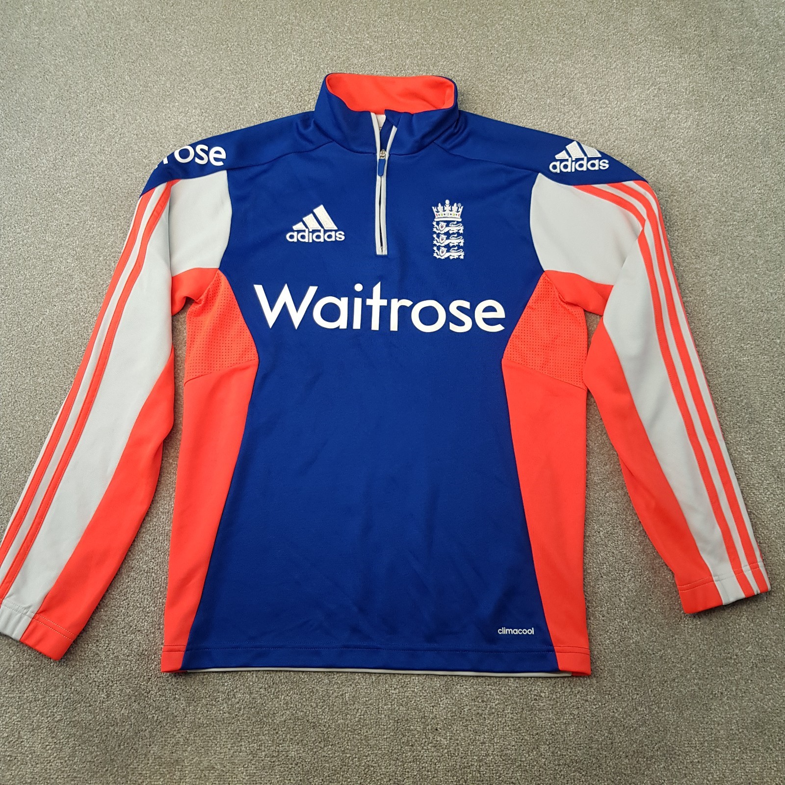 Adidas England Cricket Mens 1/4 Zip Top Small Blue Training Drill ECB Track gallery