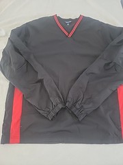 Sport Tek 2XL V-neck Black/ RED Pullover Activewear Side Zip Drawstring GOLF