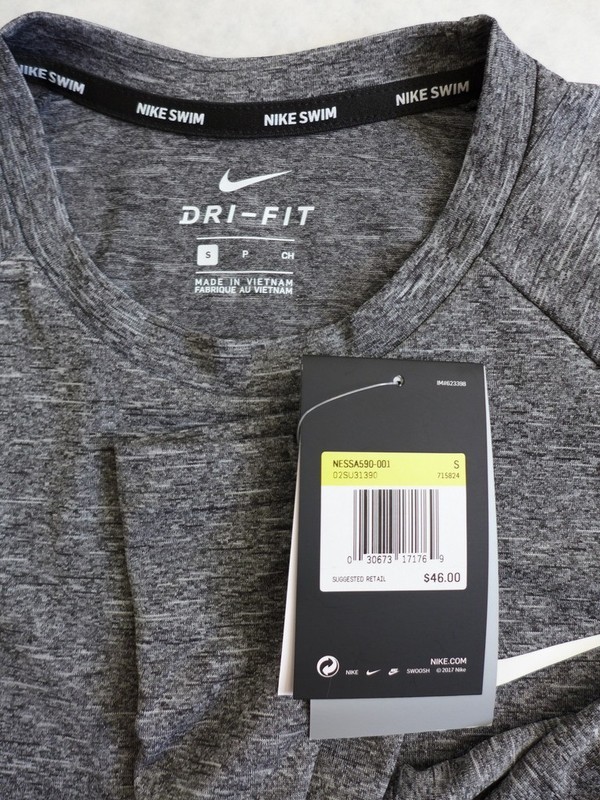 NWT NIKE Swim Men's Heather Long Sleeve Hydroguard Rash Guard Size S NESSA590 gallery