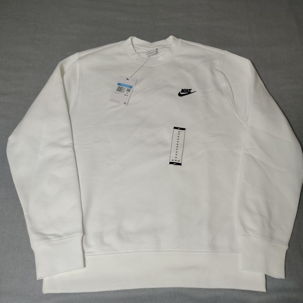 Nike Men's M Crewneck Sweatshirt Classic Logo Pullover Casual White BV2662-100