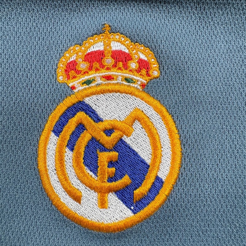 Vintage 2001 Real Madrid Third Jersey Mens Medium Blue Black Adidas Retro V Neck gallery