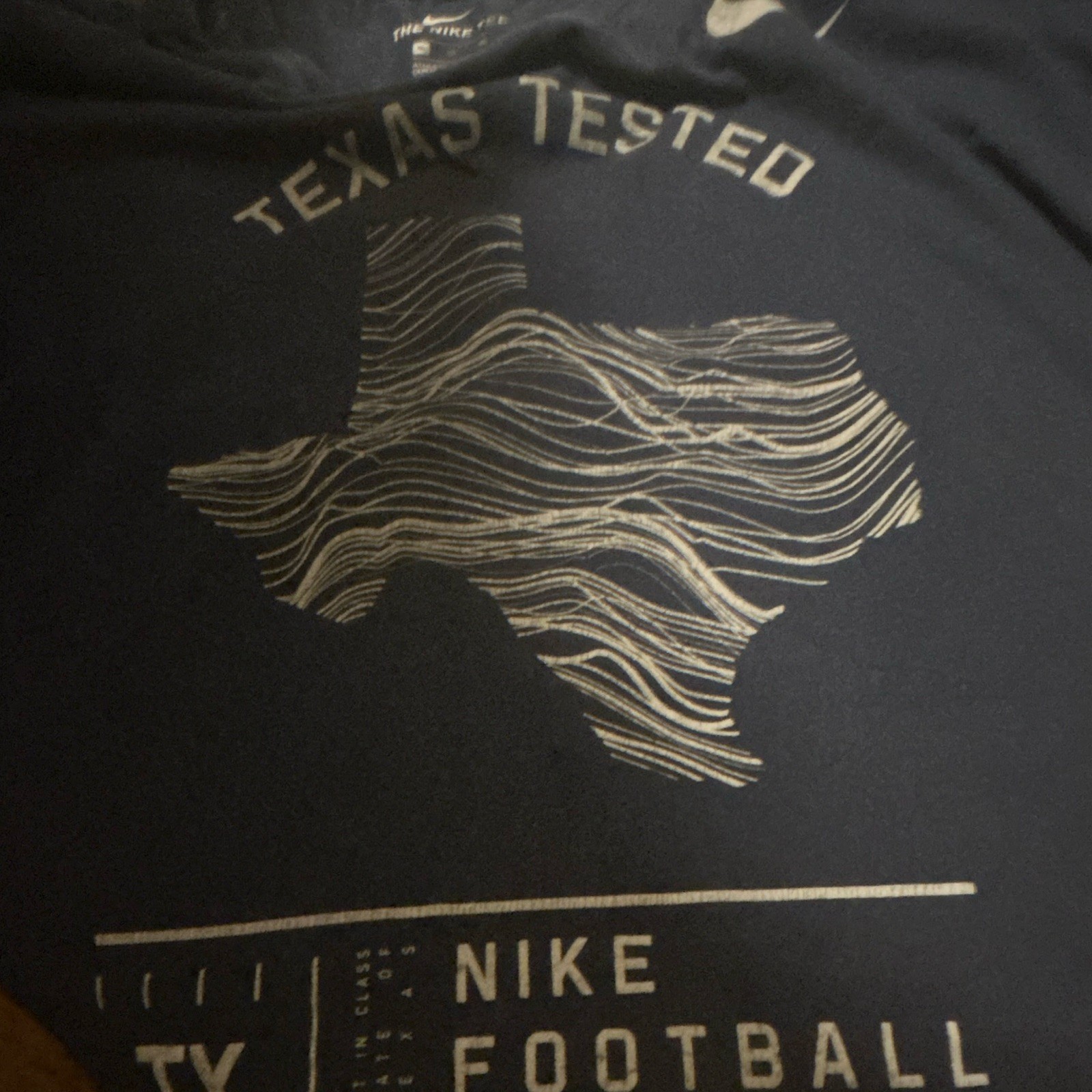 Nike The Nike Tee Dri-FIT Men's M Blue Texas Logo Crew / small holes by neck .. gallery