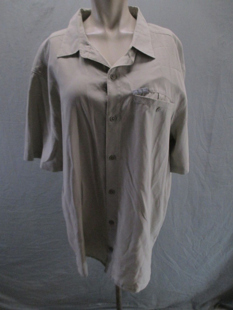 Columbia Size XL Mens Beige Short Sleeve Outdoor Hiking Button Up Shirt 646