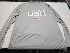 Team USA Long Sleeve Shirt Mens 2XL Gray Olympics American Flag Short Par 4 Golf