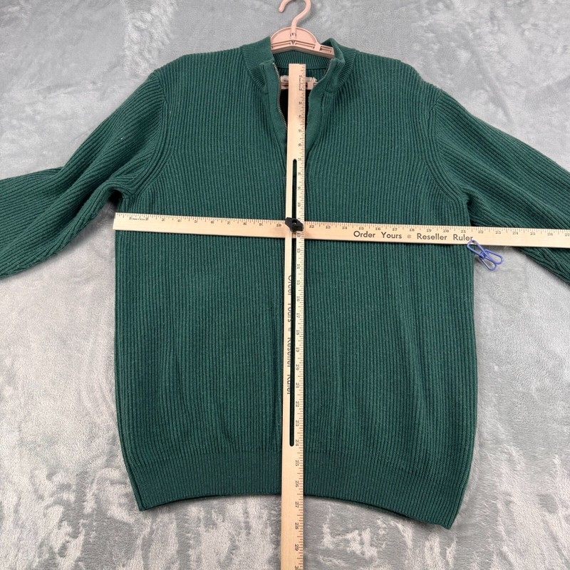 Onward Reserve Sweater Men's Large Green Quarter Zip Ribbed Knit Mock Neck gallery