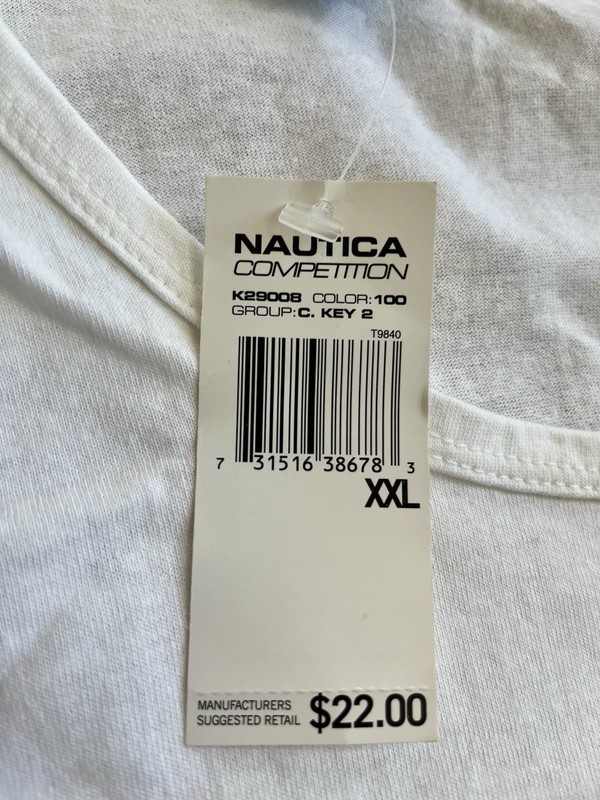 NWT Nautica Competition White Men's Athletic Tank Top with Chest Logo Patch XXL. gallery