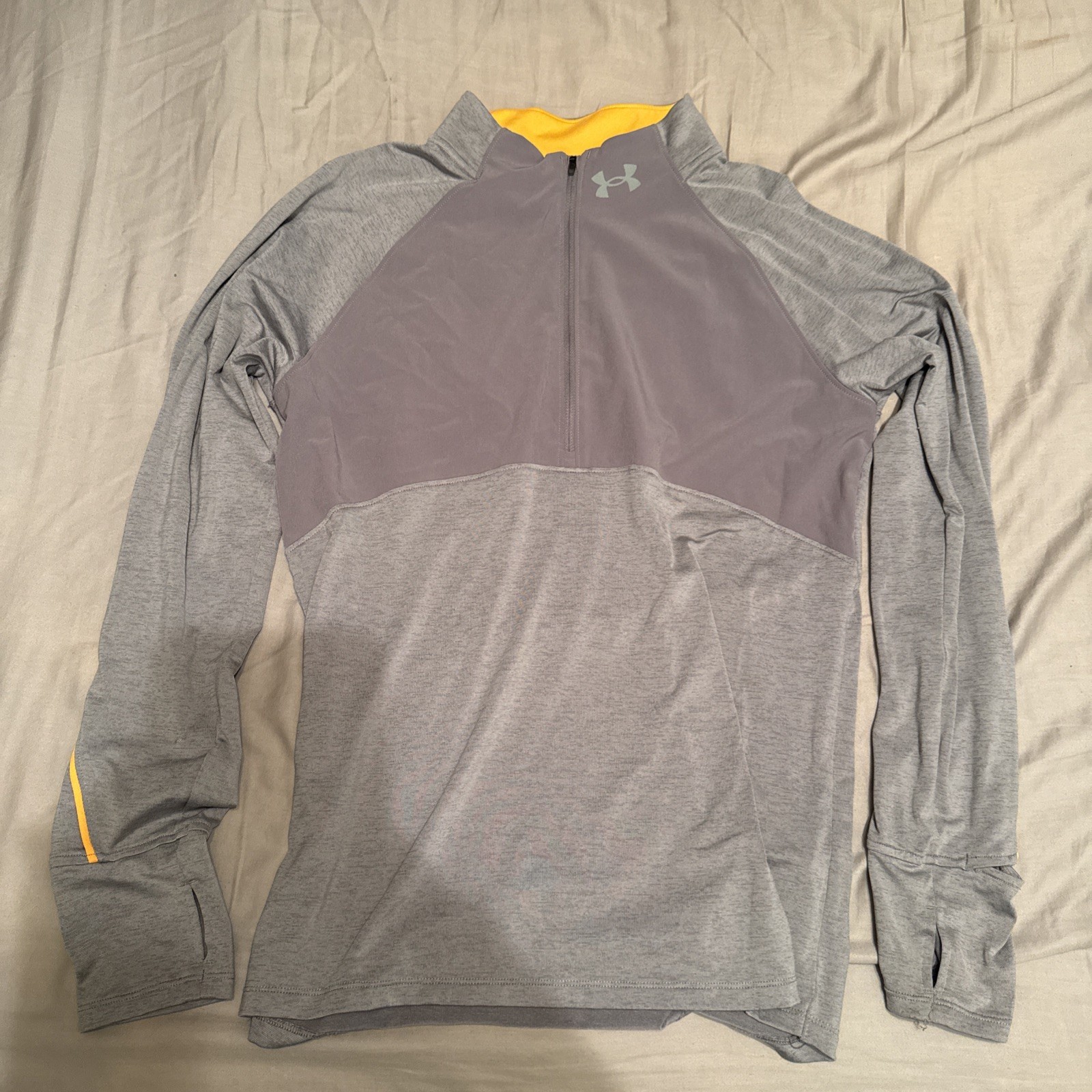 Under armor Grey And Orange Running Shirt Men’s Collar gallery