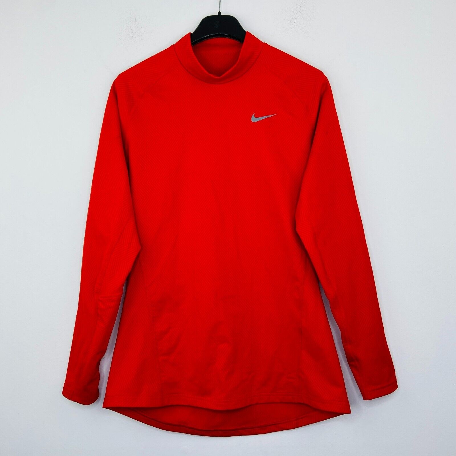 Nike Men's Large Shirt Red Chevron Dri-Fit Long Sleeve High Neck Flaw BA17 gallery