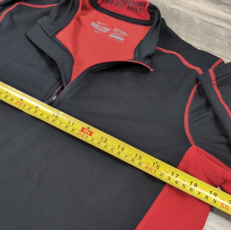 Nike Pro Combat Dri-FIT Fitted Compression Shirt Mens M Black Red Long Sleeve gallery