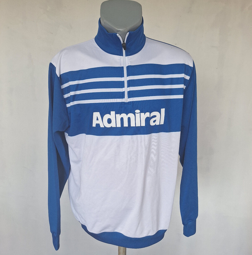 Admiral Mens Track Top Jersey Blue White 1/4 Zip Sweatshirt Size XL Sport