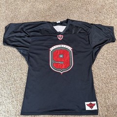 Tech N9ne Strange Music Knit Football Jersey Mens XL Black Red White Rap Tee