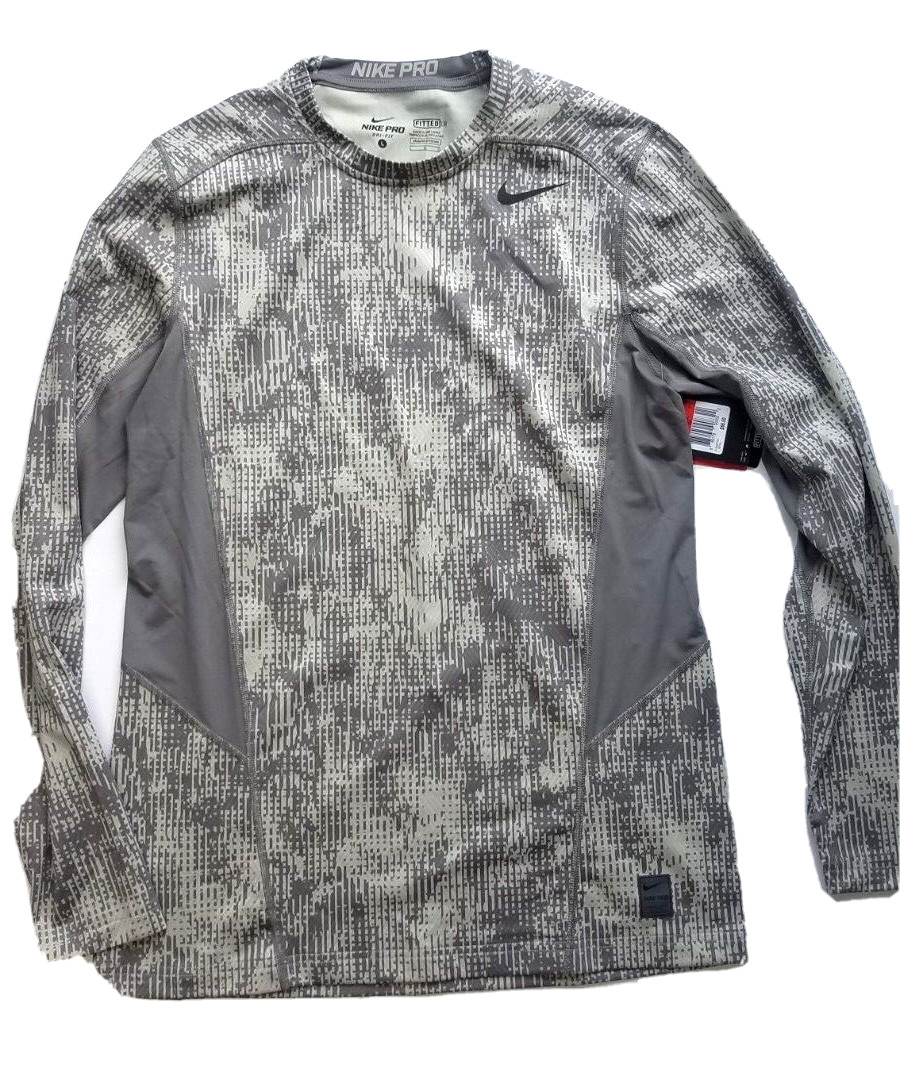 Men's Nike PRO DRI-FIT fitted training shirt sz L gray beige 688738 054 NEW! gallery