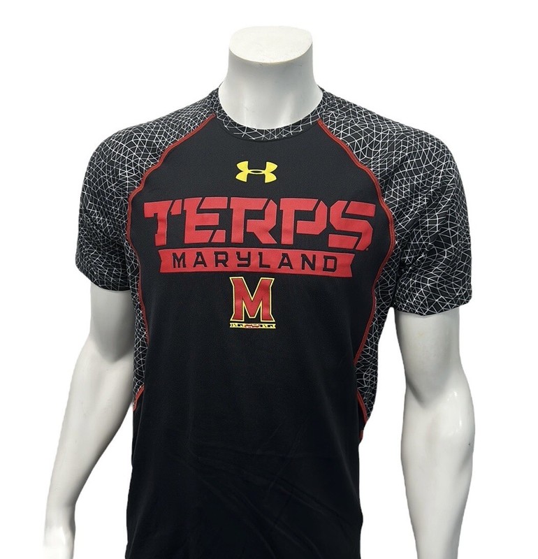 Under Armour Heatgear Loose Black Red Yellow Maryland Terrapins Terps Shirt MD gallery