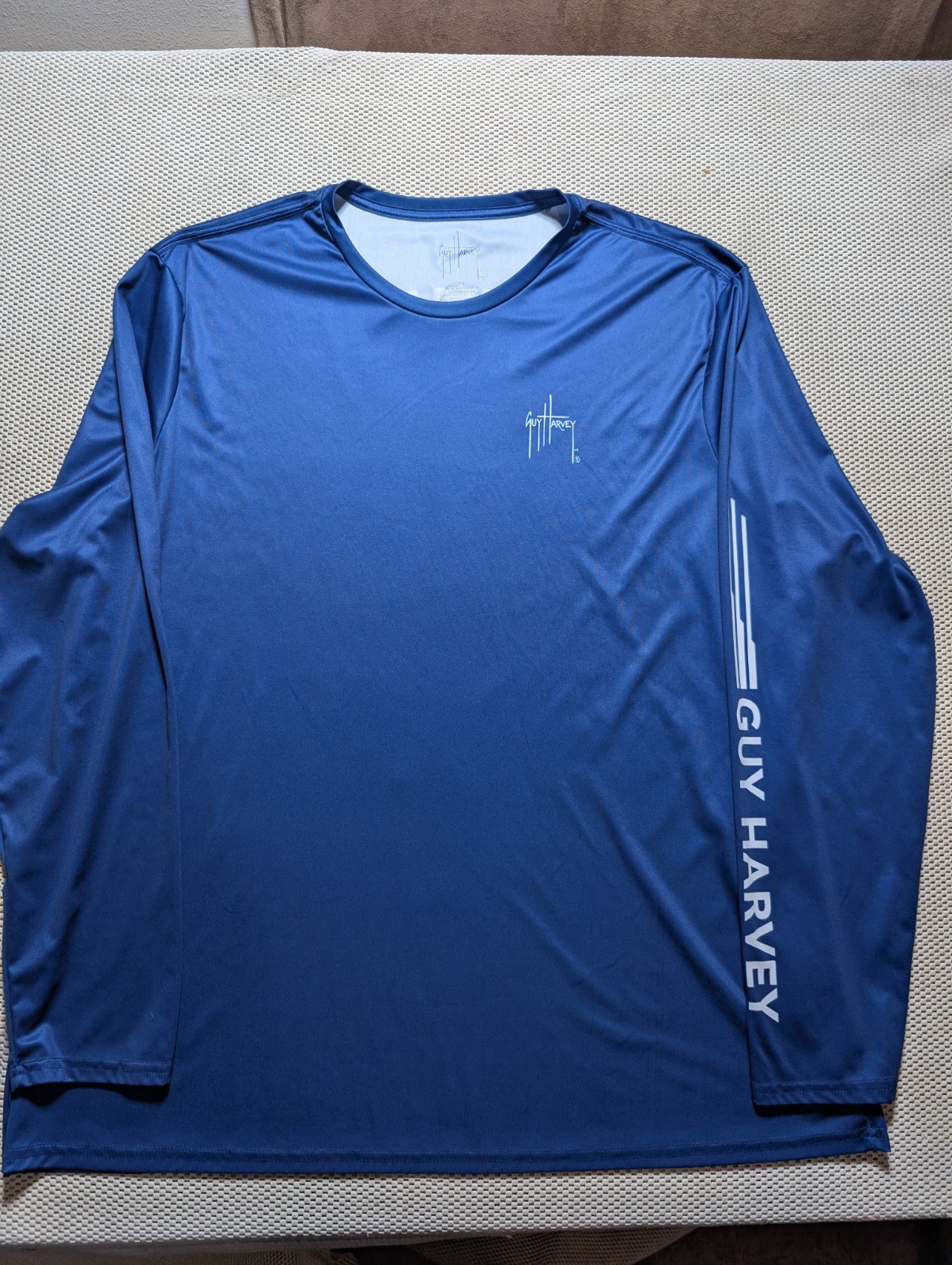 Guy Harvey Patriotic Blue Marlin Long Sleeve Performance Fishing Shirt Mens 3XL gallery