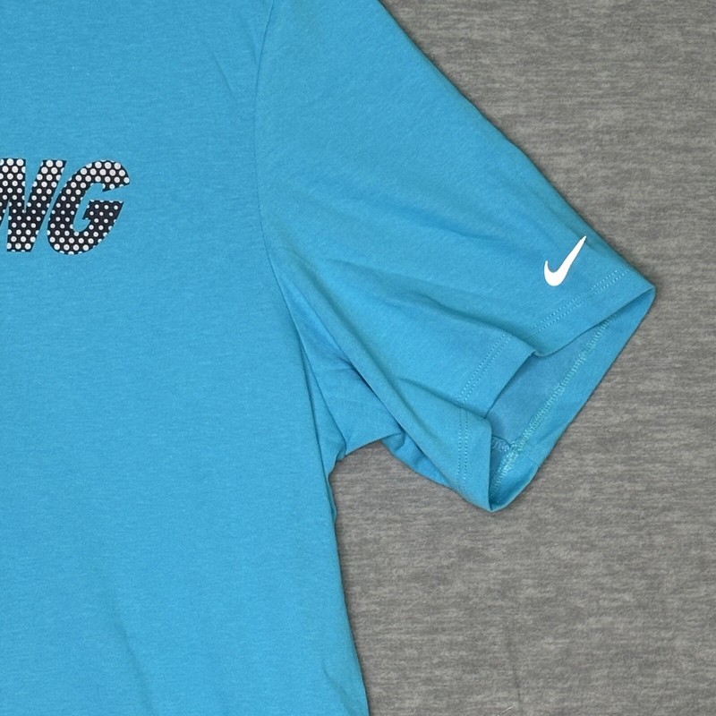 Nike Teal Crew Neck Athletic Dri Fit Running Graphic Front Casual Shirt Large gallery