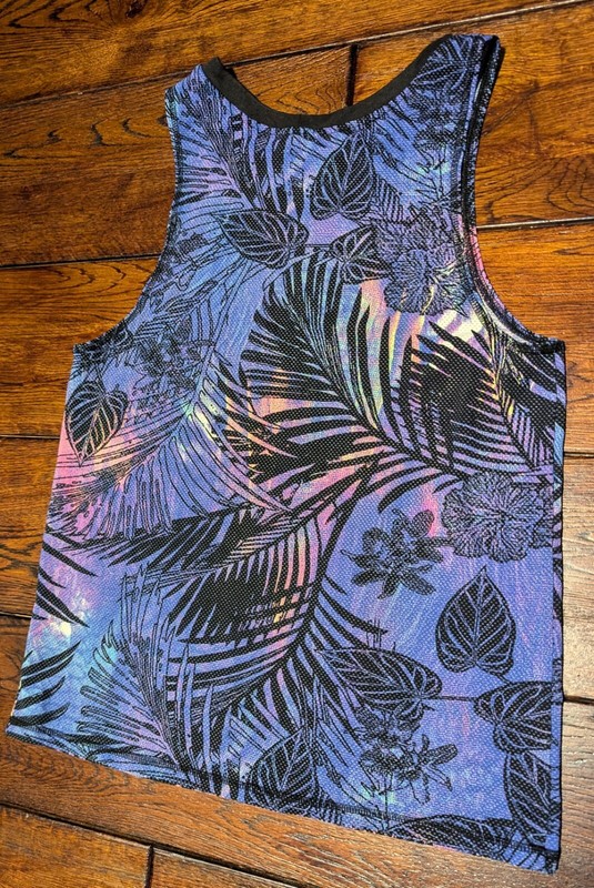 SOULCYCLE SKULL GOTH BLACK PURPLE LEAF TROPICAL UNISEX PERFORMANCE MESH TANK - S gallery