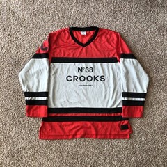 Crooks & Castles Hijacker N38 Hockey Jersey Men’s Size Large Grey Red