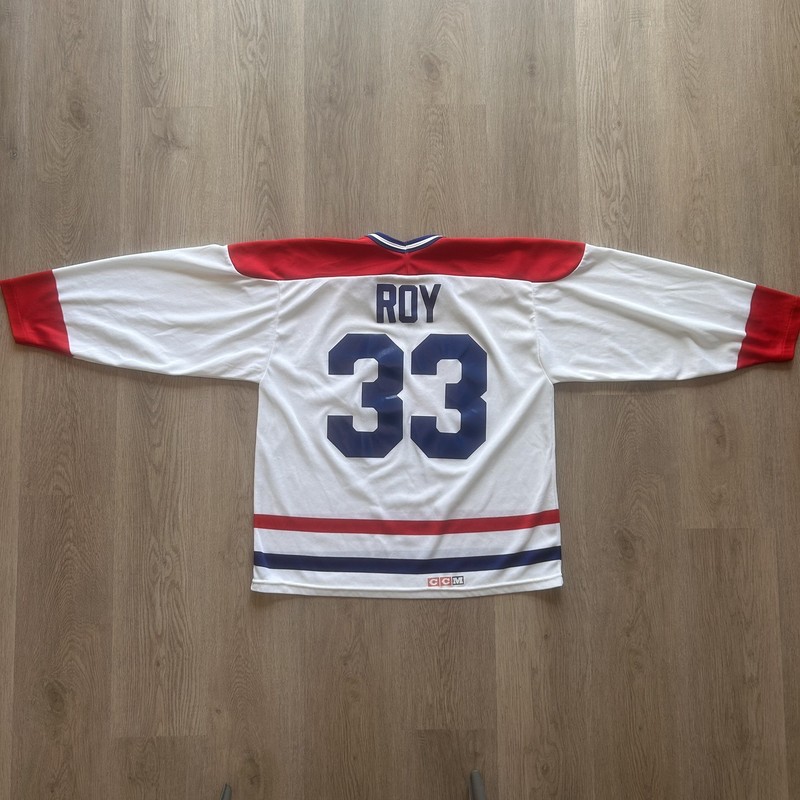 Vintage 1990s CCM Patrick Roy Montreal Canadiens NHL Replica Jersey. L gallery
