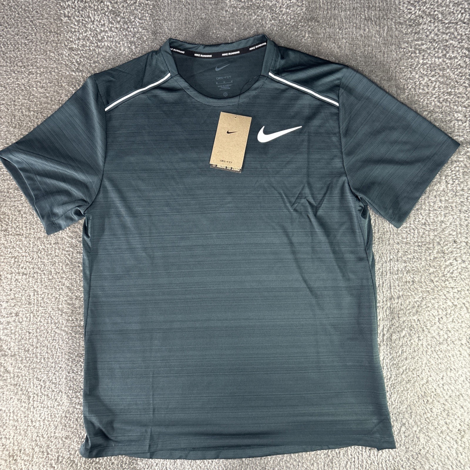 Nike Men’s Dri Fit Miler Running Shirt AJ7565-328 Pine Green -Reflective Sz M gallery