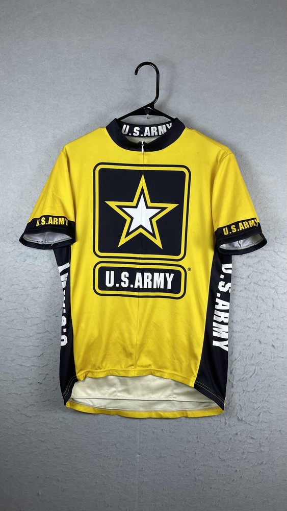 Primal Wear U.S. Army Cycling Jersey Mens Medium Yellow 1/4 Zip Shirt Graphic