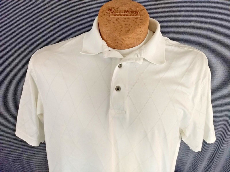JoS A BANK Leadbetter GOLF POLO SHIRT SS Mens L White Argyle Pattern Athletic gallery