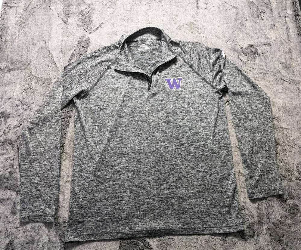 Under Armour Washington Huskies Long Sleeve 1/4 Zip Shirt Men's Size Large Gray