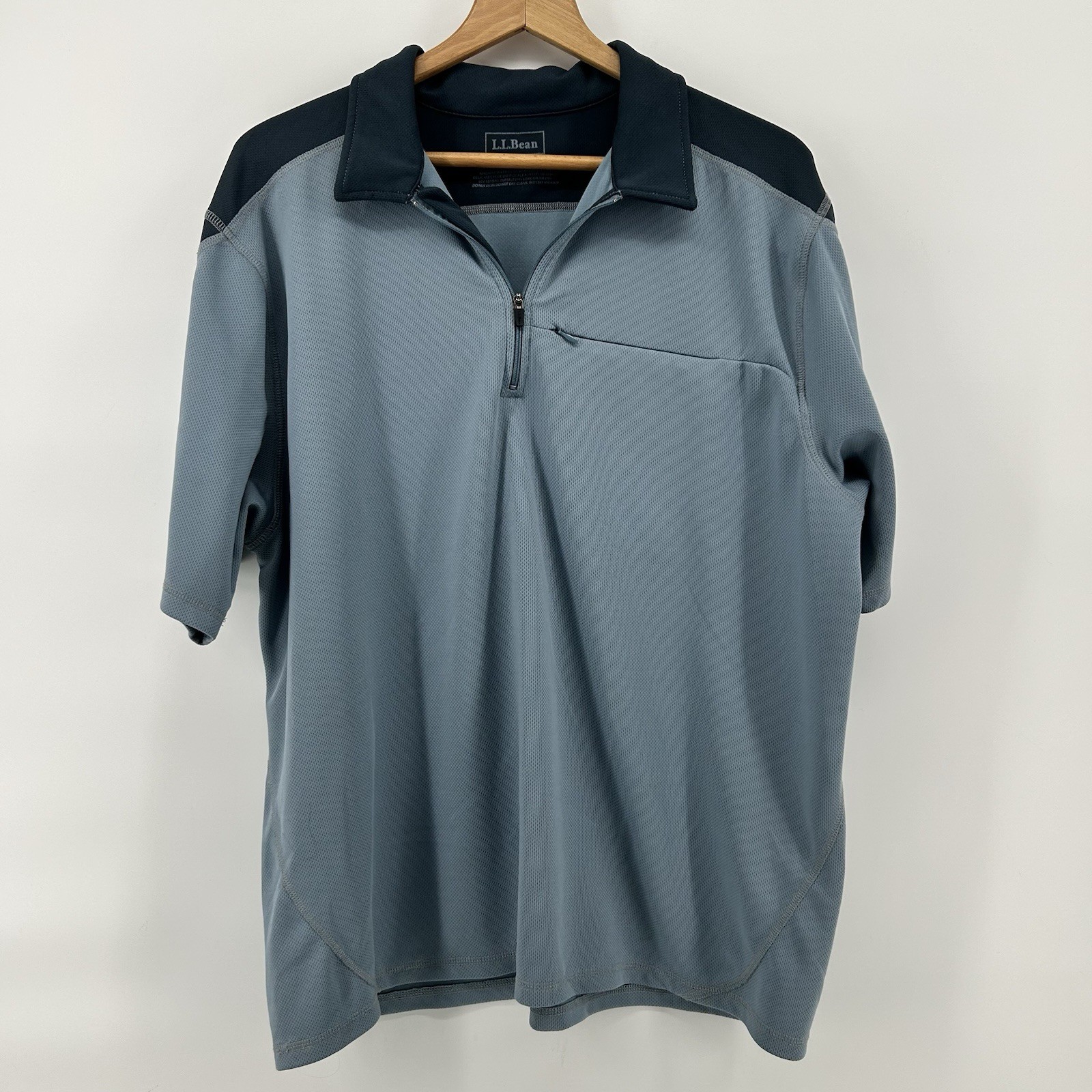 LL Bean 1/4 Zip Pullover Mens XL Blue Performance Short Sleeve Shirt Hiking gallery