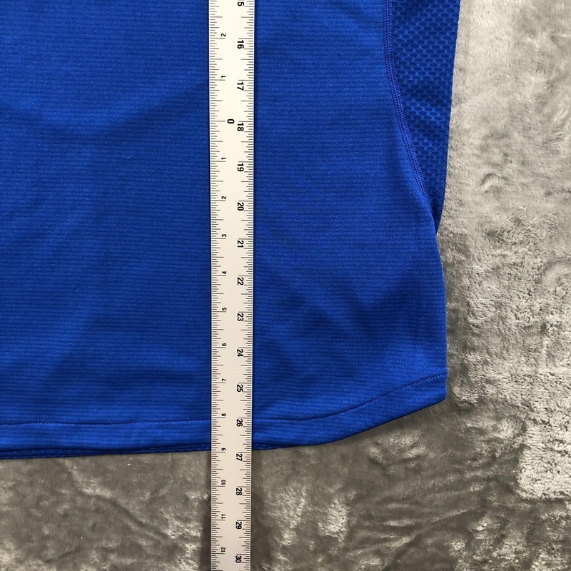 ASICS Shirt Mens Medium Blue Short Sleeve Mesh Henley Running Jersey 2041A068 gallery