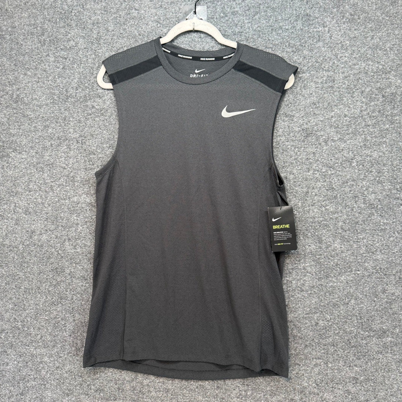 Nike Running Tank Top Mens Small Gray Breathe Dri-FIT Athletic Gym Shirt NEW gallery