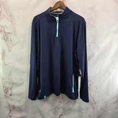 Chubbies Shirt Mens Medium Navy Movementum Pullover Quarter Zip Sun Lakeside